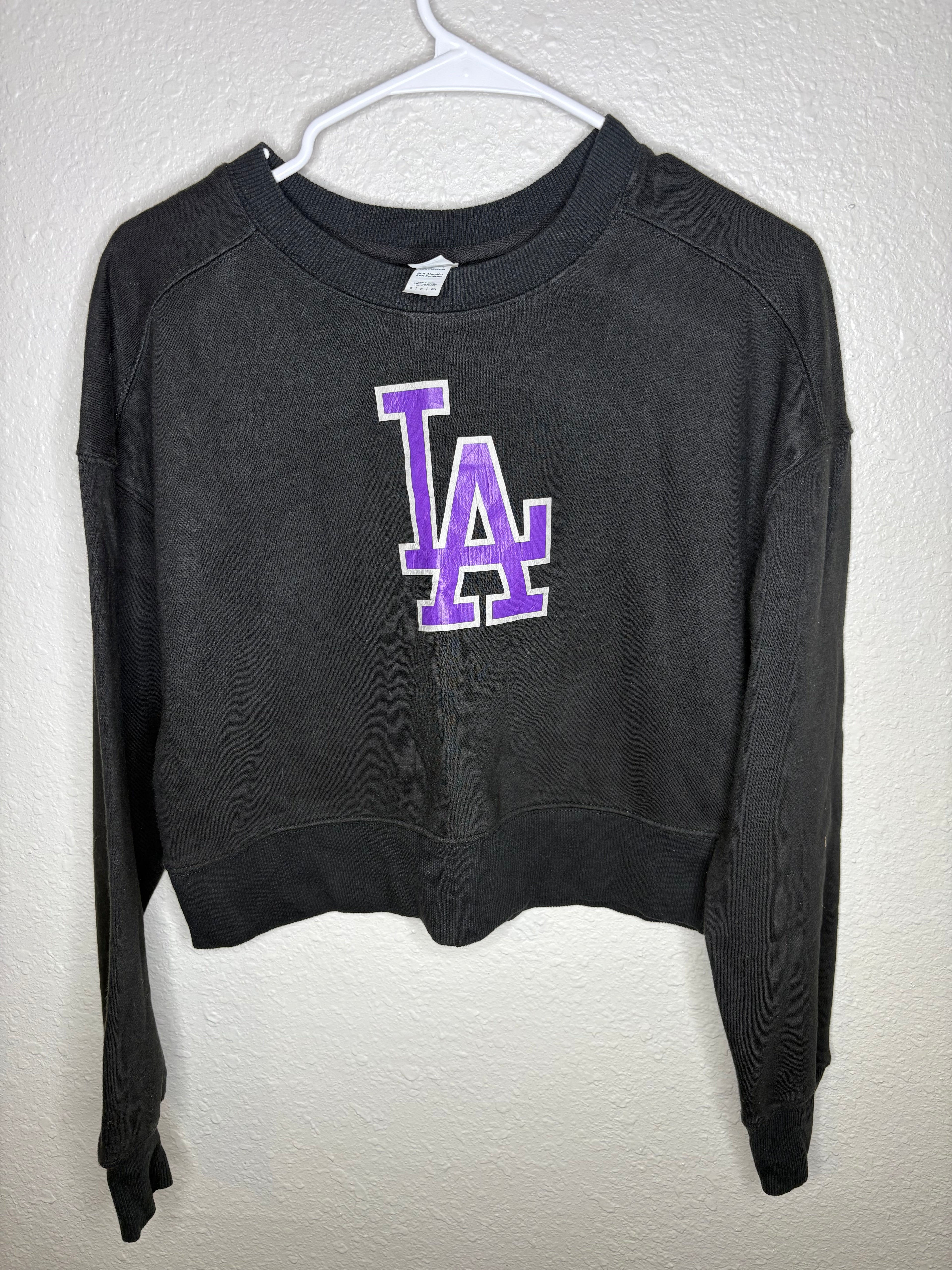 Vintage Black Cropped LA Sweatshirt – Purple Logo