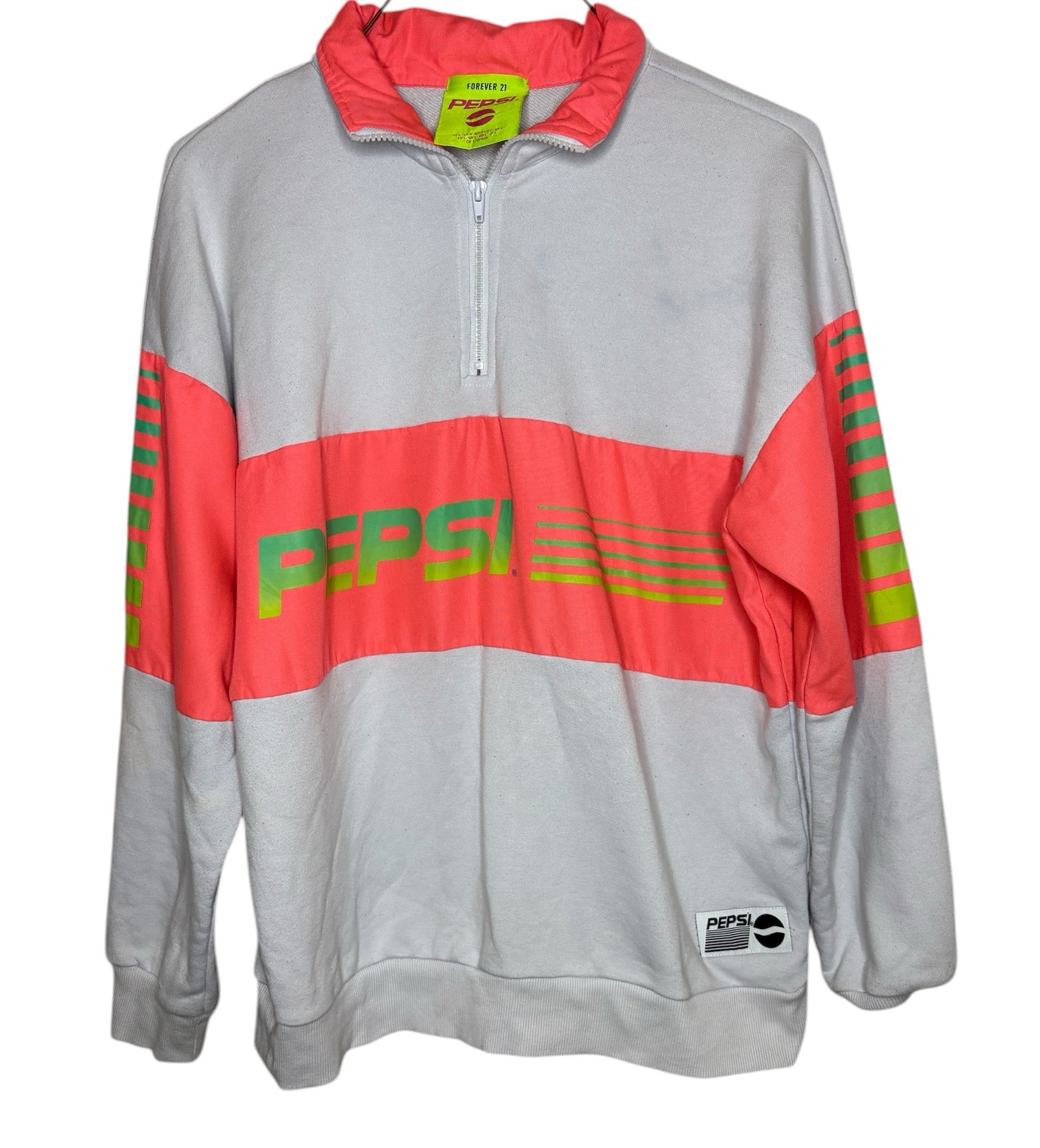 Forever 21 x Pepsi Retro Colorblock Half-Zip Pullover Sweatshirt – Size L
