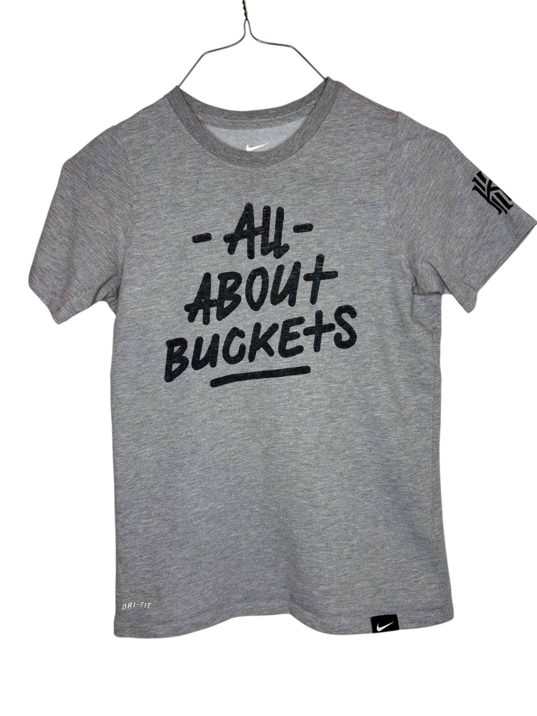 Nike Dri-Fit “All About Buckets” Graphic Tee – Gray – Size M (Minor Flaw)