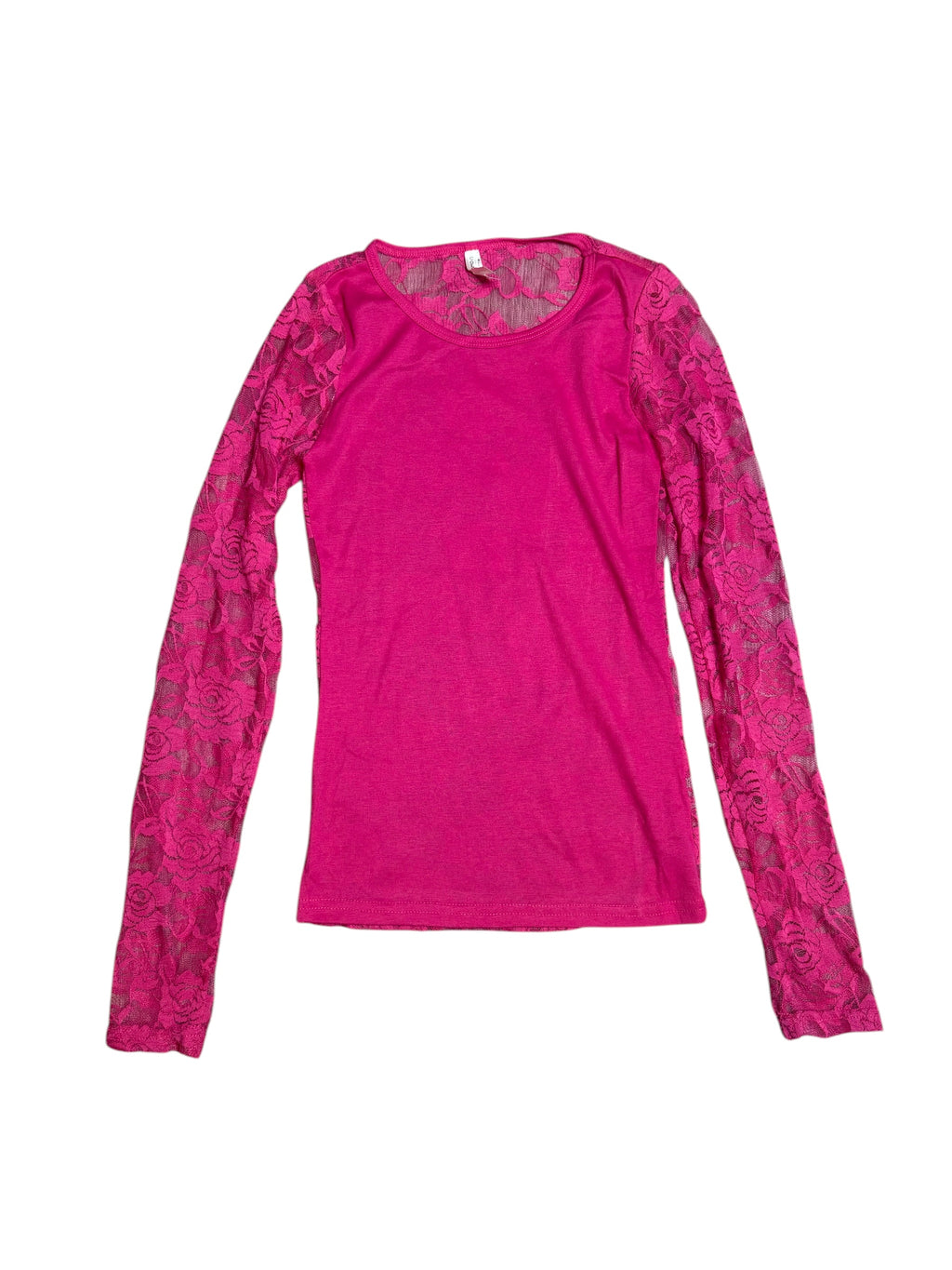 Color Story Hot Pink Lace Long Sleeve Top | Size Small