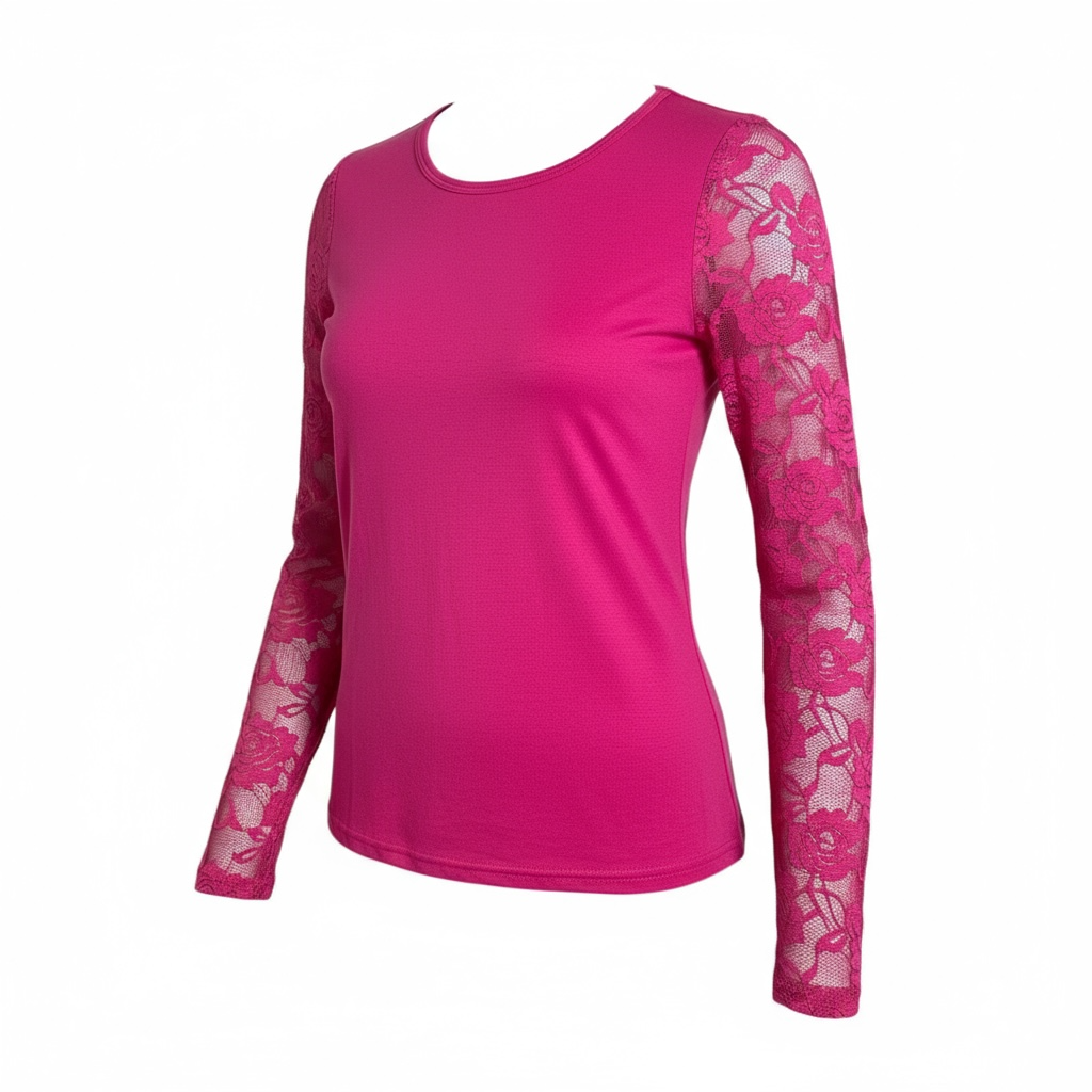 Color Story Hot Pink Lace Long Sleeve Top | Size Small