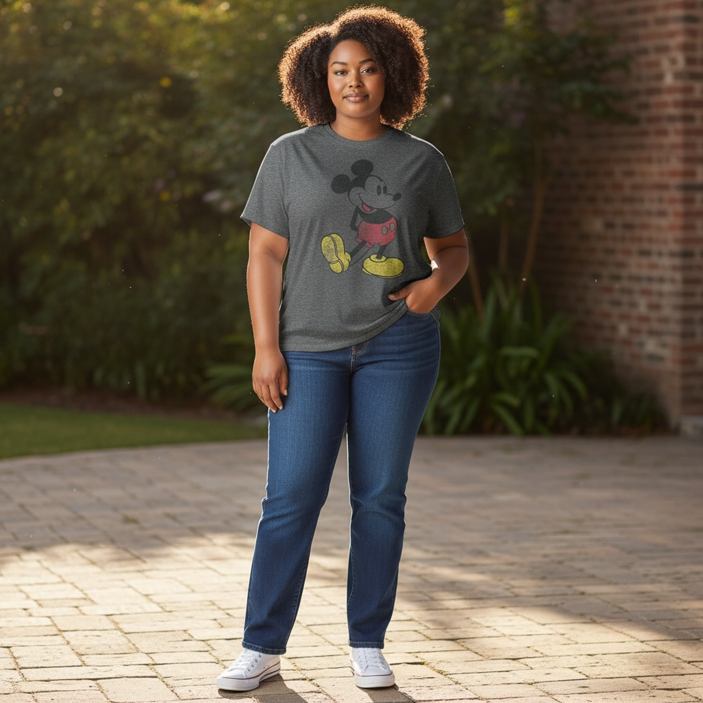 Disney Mickey Mouse Vintage-Style Women’s Graphic Tee – Size XL