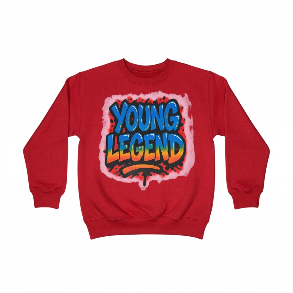 Custom “Young Legend” Kids Graphic Sweater – Size 4T | Handmade & One-of-a-Kind