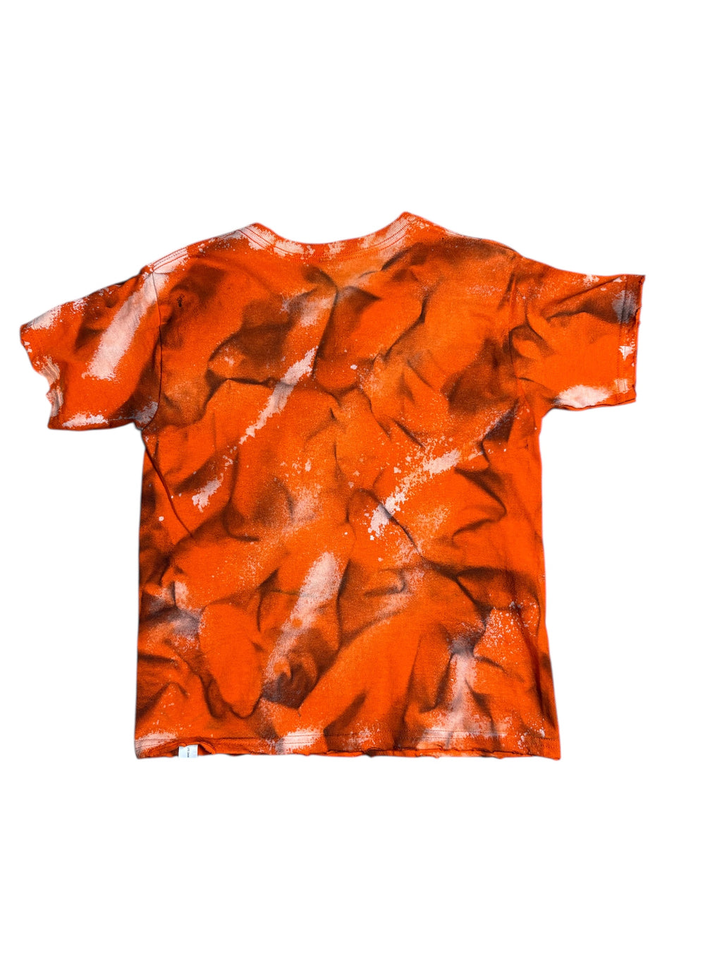 Custom Orange “CHAOS” Graphic Tee – Spray Effect – Small
