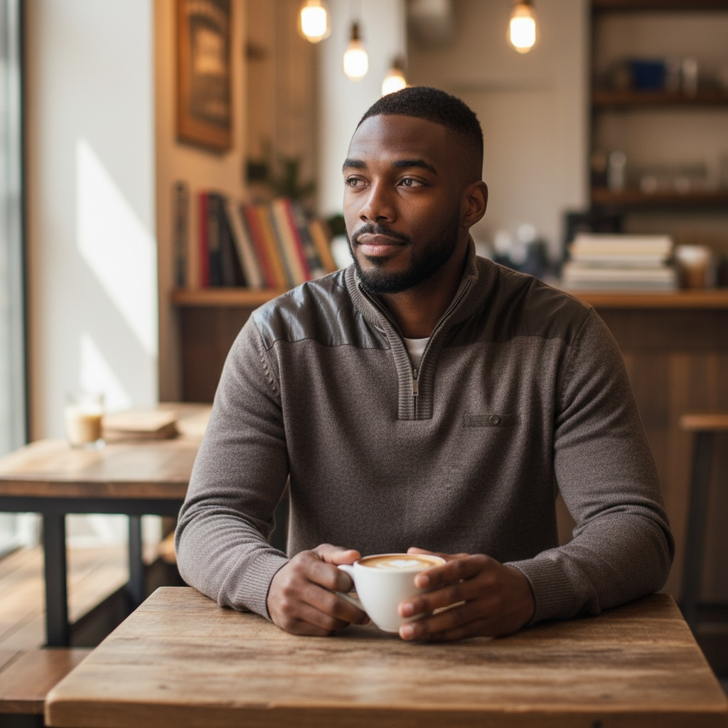 Leonardo Gavino Men’s XXL Quarter-Zip Brown Knit Sweater w/ Faux Leather Shoulder Panels