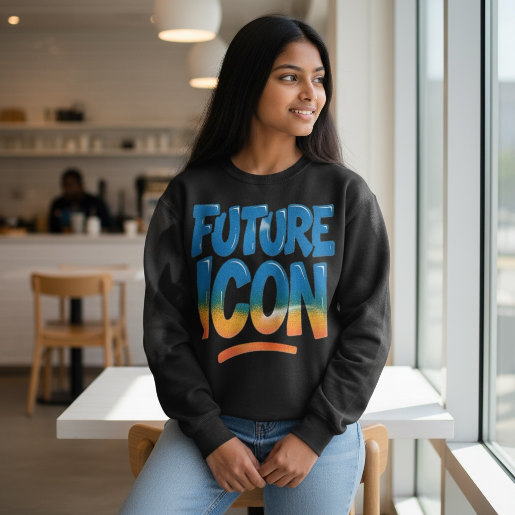 Custom “FUTURE ICON” Kids Sweatshirt – Size 4T – One-of-a-Kind Handmade Piece