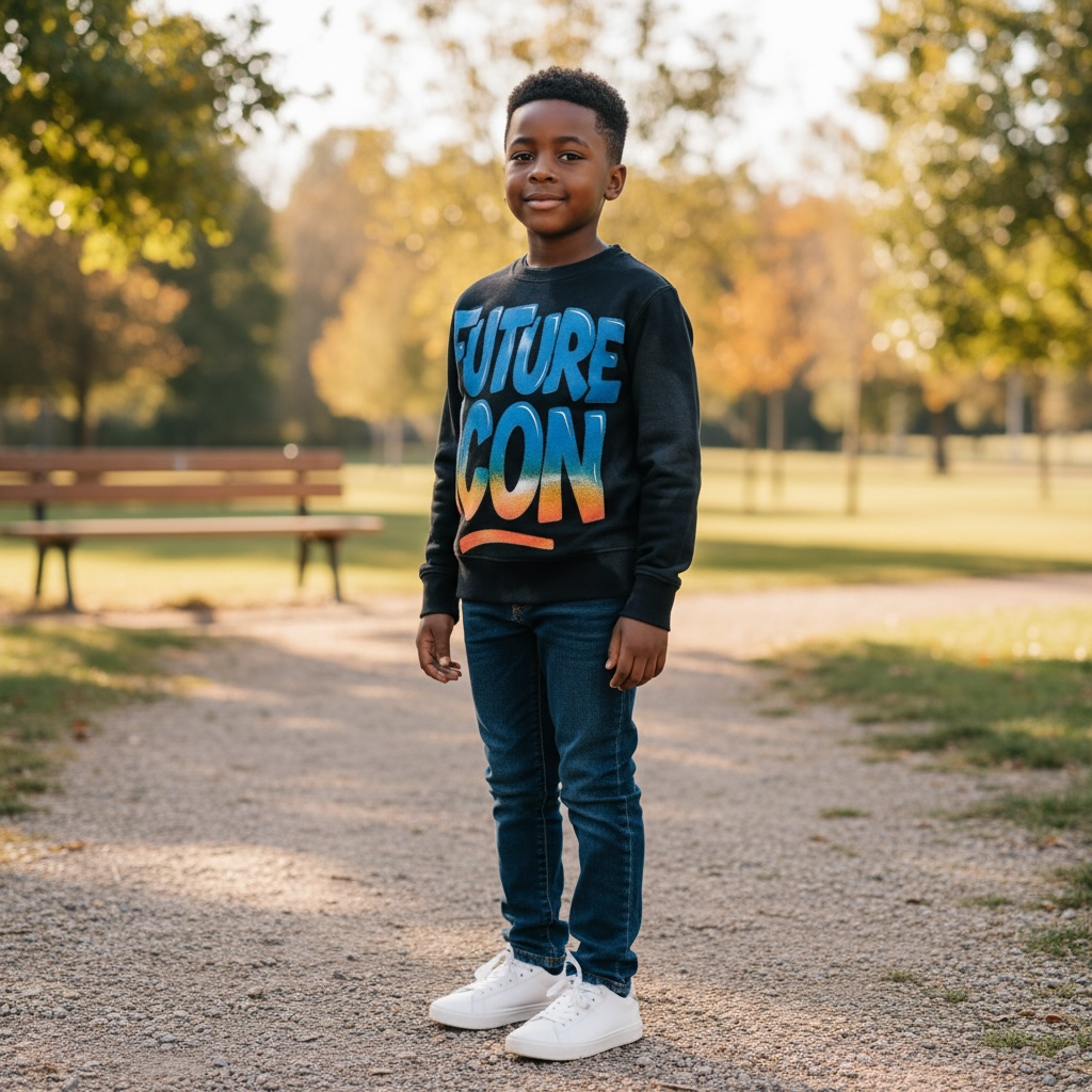 Custom “FUTURE ICON” Kids Sweatshirt – Size 4T – One-of-a-Kind Handmade Piece