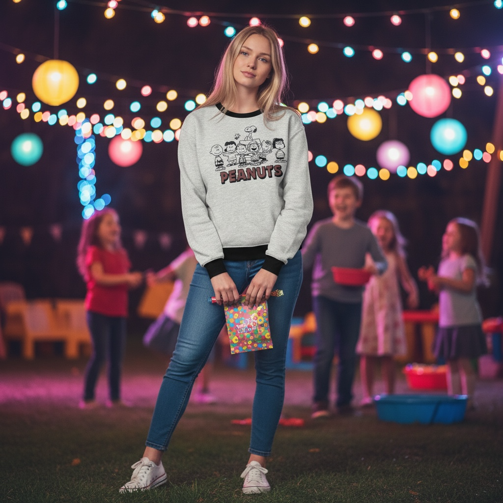 Vintage-Style Peanuts Snoopy Grey Crewneck Sweatshirt – Size L