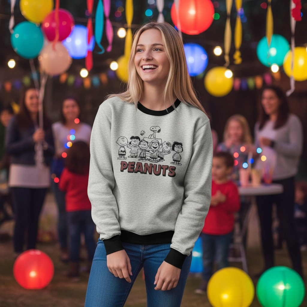 Vintage-Style Peanuts Snoopy Grey Crewneck Sweatshirt – Size L