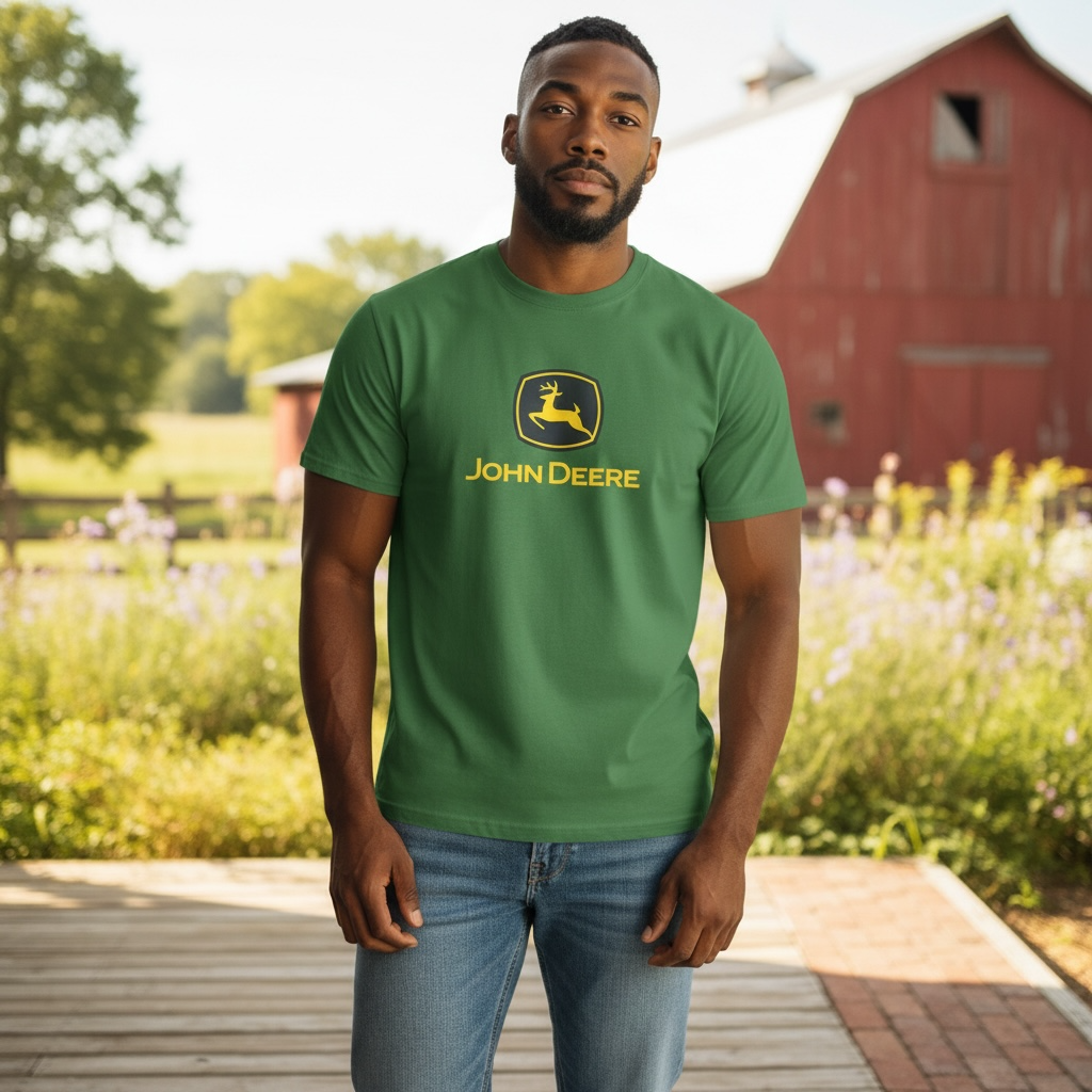 John Deere Men’s Green Logo T-Shirt – Size 2XL – Classic Tractor Graphic Tee – Brand New