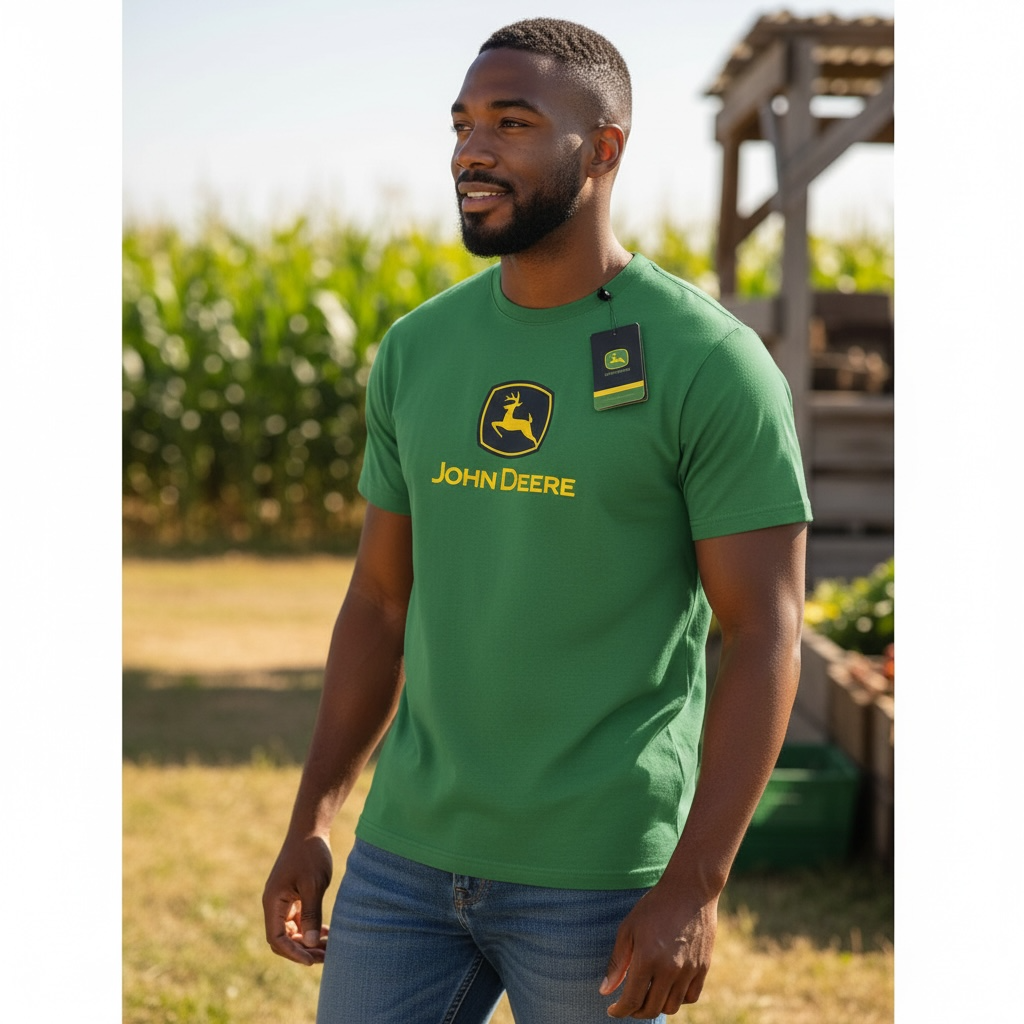 John Deere Men’s Green Logo T-Shirt – Size 2XL – Classic Tractor Graphic Tee – Brand New