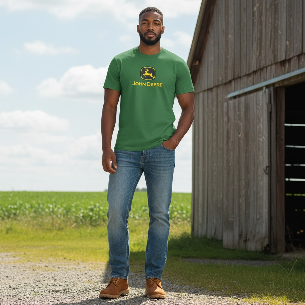 John Deere Men’s Green Logo T-Shirt – Size 2XL – Classic Tractor Graphic Tee – Brand New