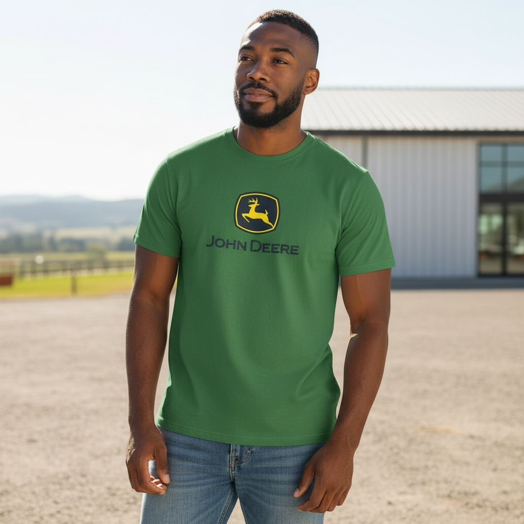 John Deere Men’s Green Logo T-Shirt – Size 2XL – Classic Tractor Graphic Tee – Brand New
