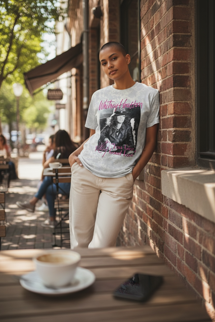 Whitney Houston “You Give Good Love” Acid Wash Graphic Tee – Medium