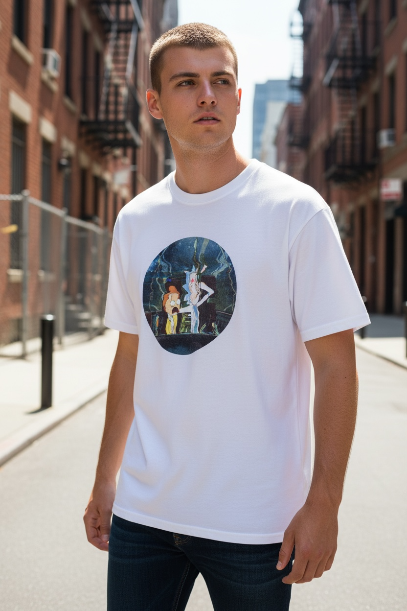 Rick and Morty Graphic T-Shirt | White Unisex Tee | Size Large