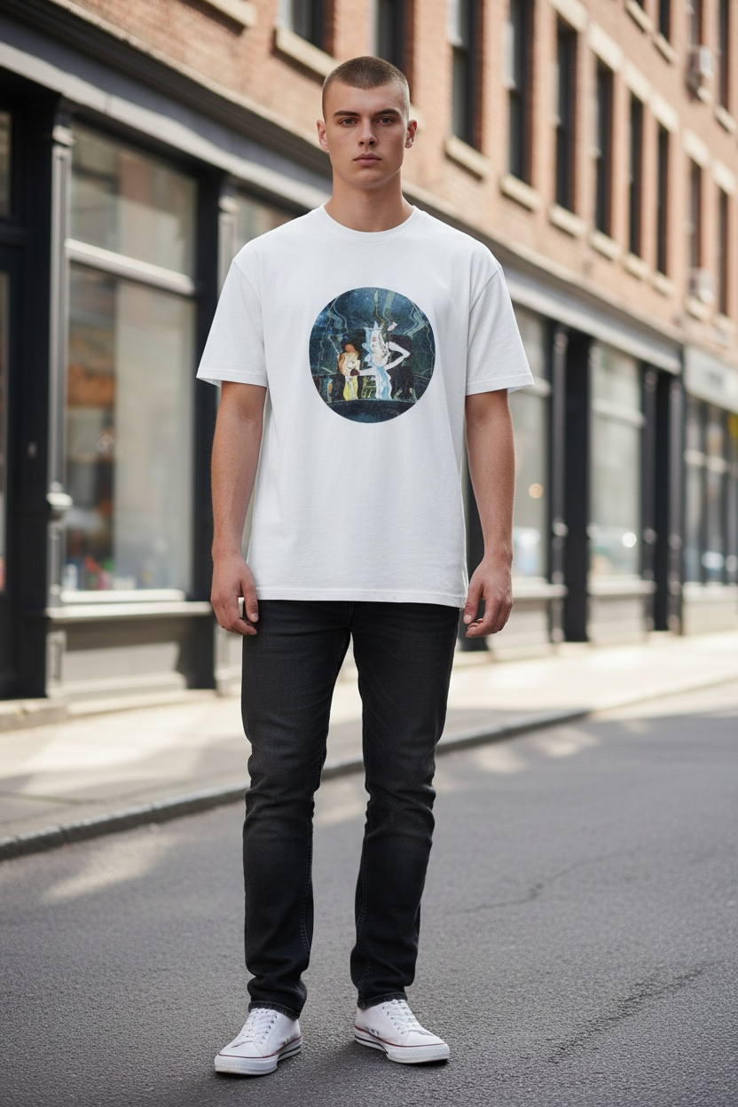 Rick and Morty Graphic T-Shirt | White Unisex Tee | Size Large