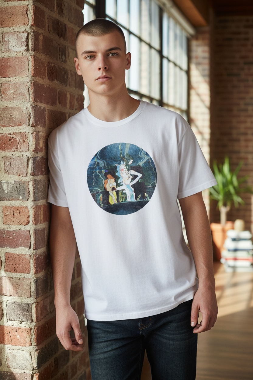 Rick and Morty Graphic T-Shirt | White Unisex Tee | Size Large