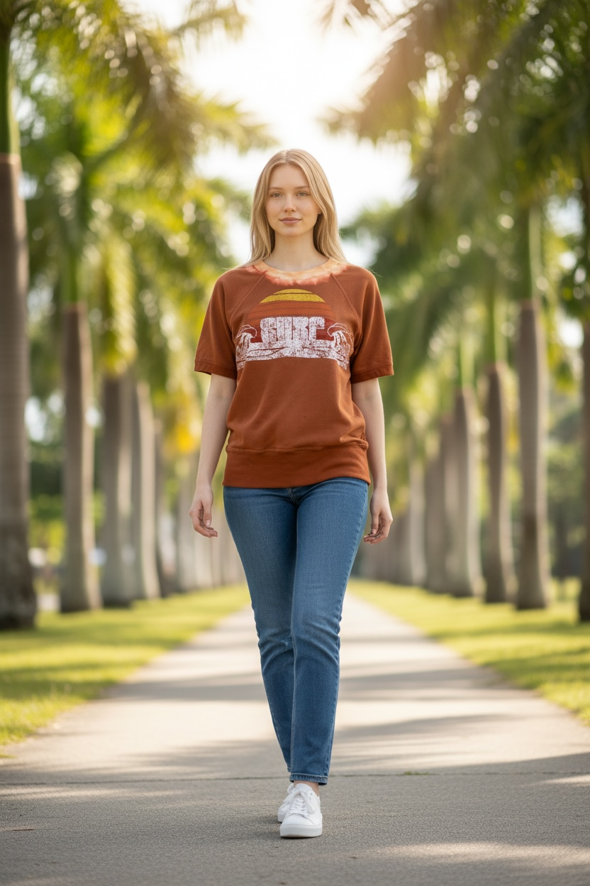 Sure Graphic Short Sleeve Sweatshirt – Brown Tie Dye Women’s M | Made in USA