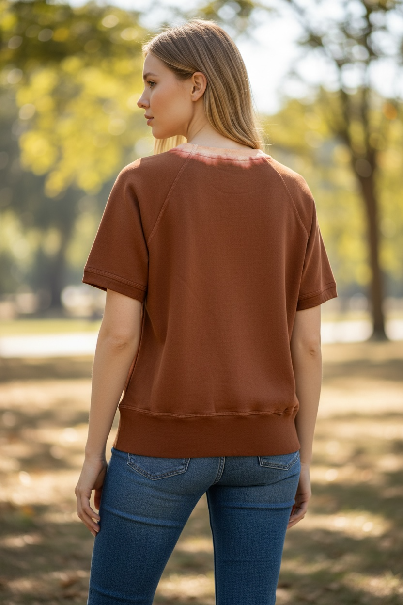 Sure Graphic Short Sleeve Sweatshirt – Brown Tie Dye Women’s M | Made in USA