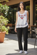 Max Studio Embroidered Boho Tank Top