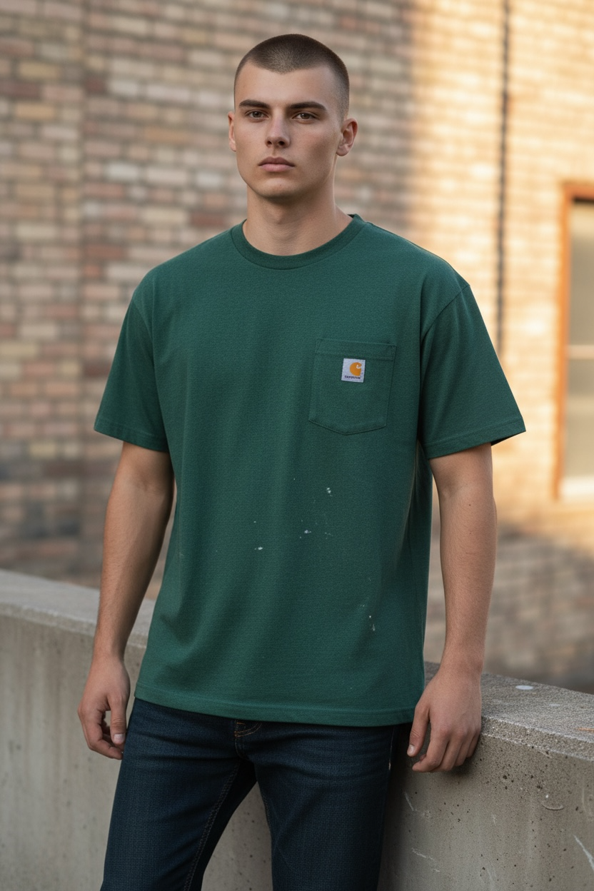 Carhartt Men’s Green Pocket T-Shirt – Size Large