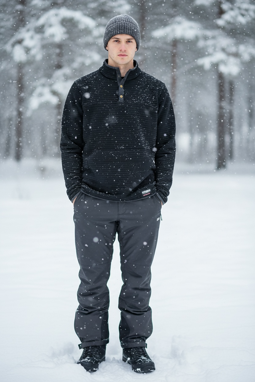 Gerry Men’s Black Textured Pullover Quarter Button Sweater Size XL