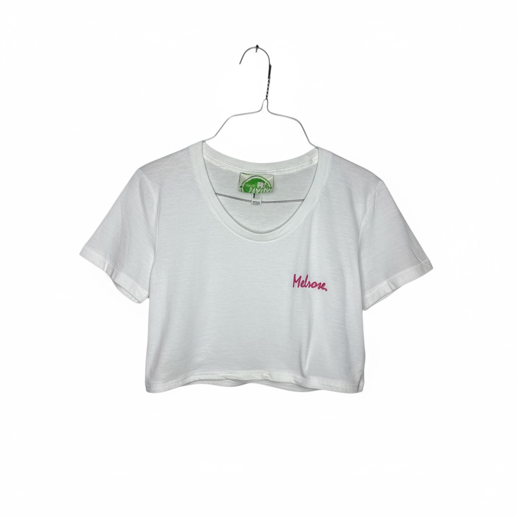Melrose White Cropped T-Shirt – Women’s Casual Tee (Size Large)